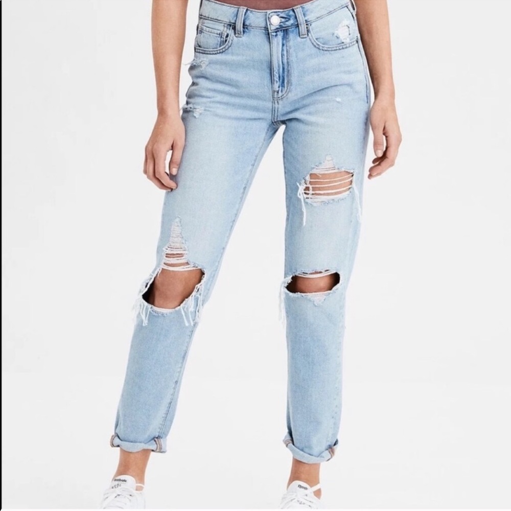 AE Hi-Rise Destroyed Tomgirl Mom Jeans